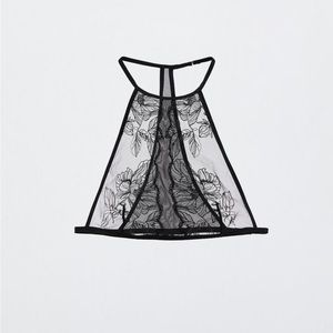 ZARA Lingerie | Woman EMBROIDERED HALTER BRA Black